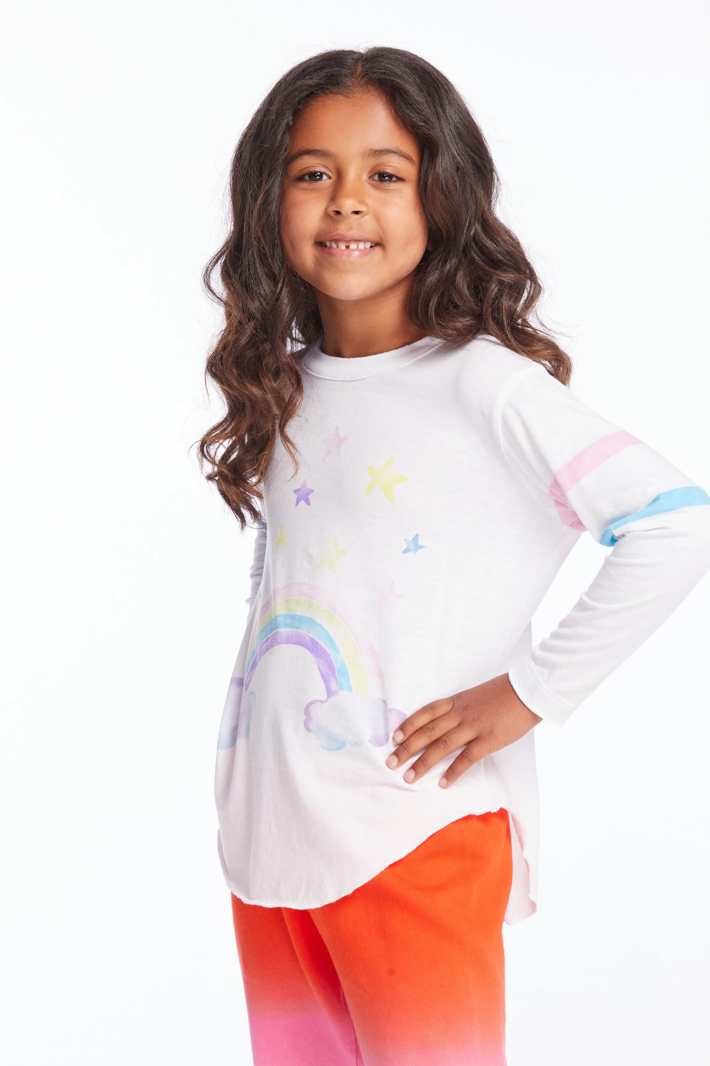 Chaser Rainbow Watercolor Girls Long Sleeve Tee
