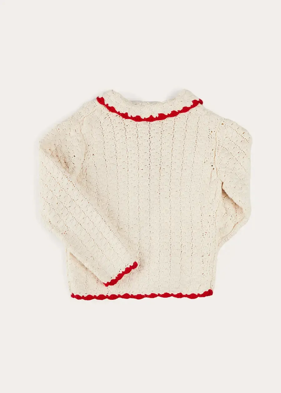 Cherry Motif Crochet Cardigan in Beige (2-10yrs)