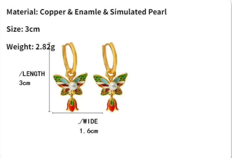 Chinese Vintage Charming Temperament Flower Butterfly Earrings