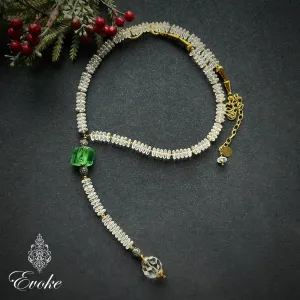 Chrome Diopside and Crystal Lariat Style Necklace
