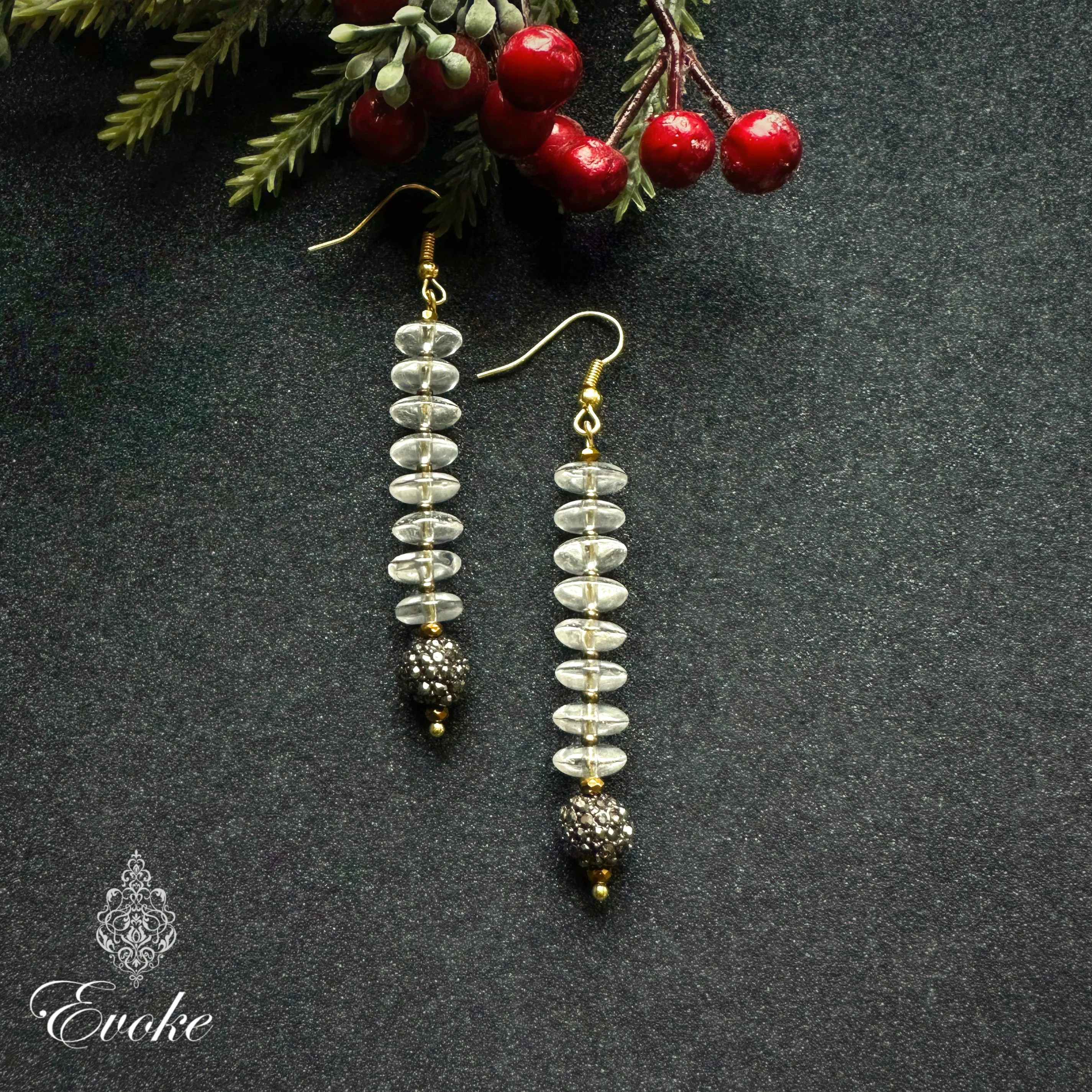 Chrome Diopside and Crystal Lariat Style Necklace
