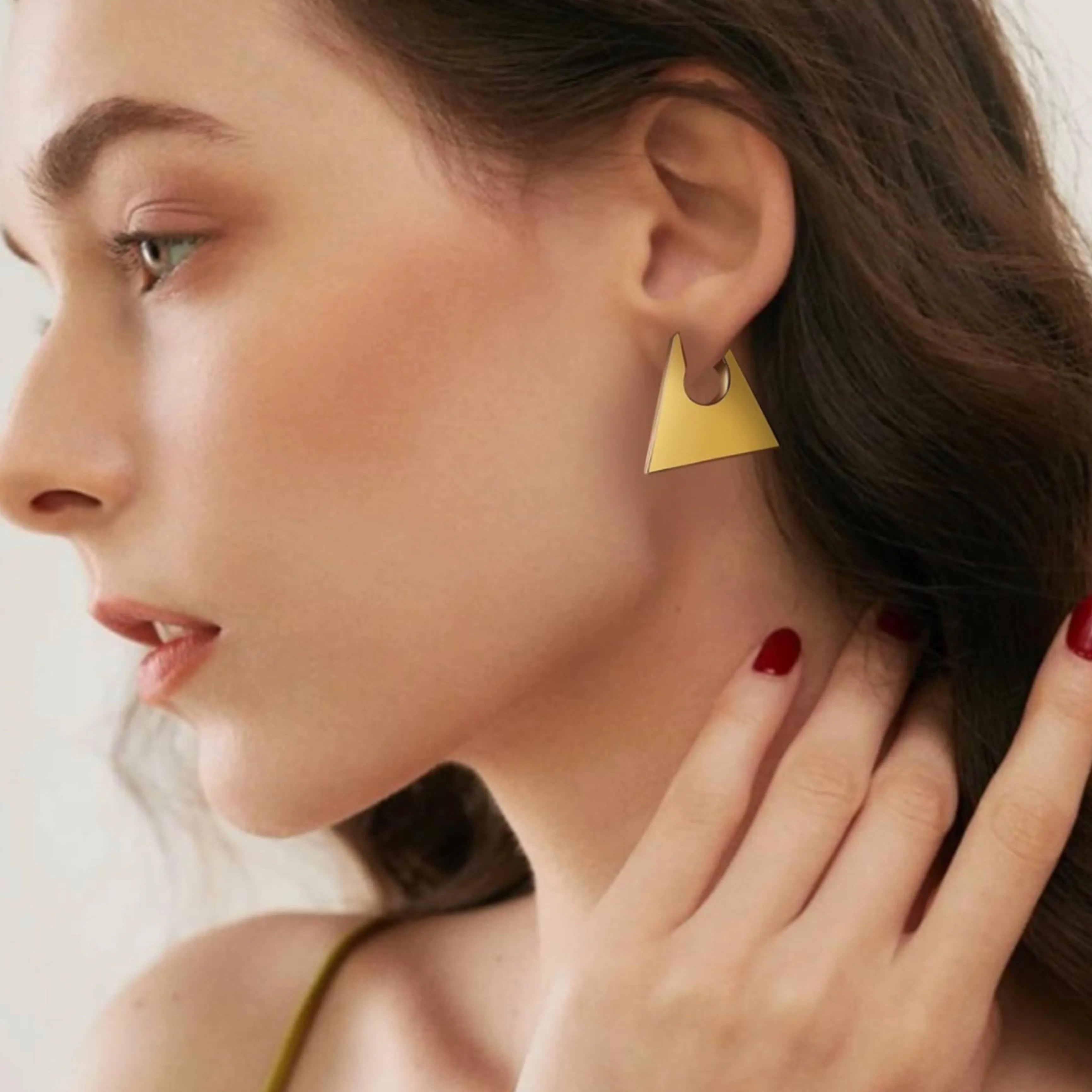 Chunky Triangle Huggie Earrings - Gold and Silver.