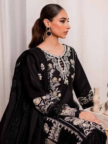 Classic Pakistani Salwar Kameez Black Heavily Embroidered Salwar Suit