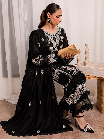Classic Pakistani Salwar Kameez Black Heavily Embroidered Salwar Suit