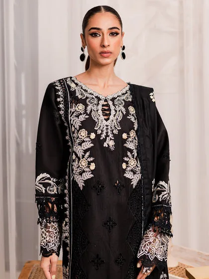 Classic Pakistani Salwar Kameez Black Heavily Embroidered Salwar Suit