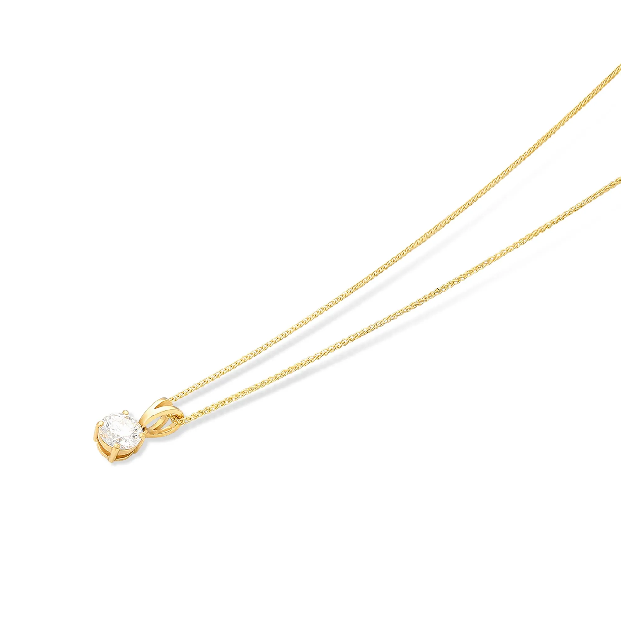 Classic Round Brilliant Cut Diamond Pendant in Yellow Gold - .5 Carat