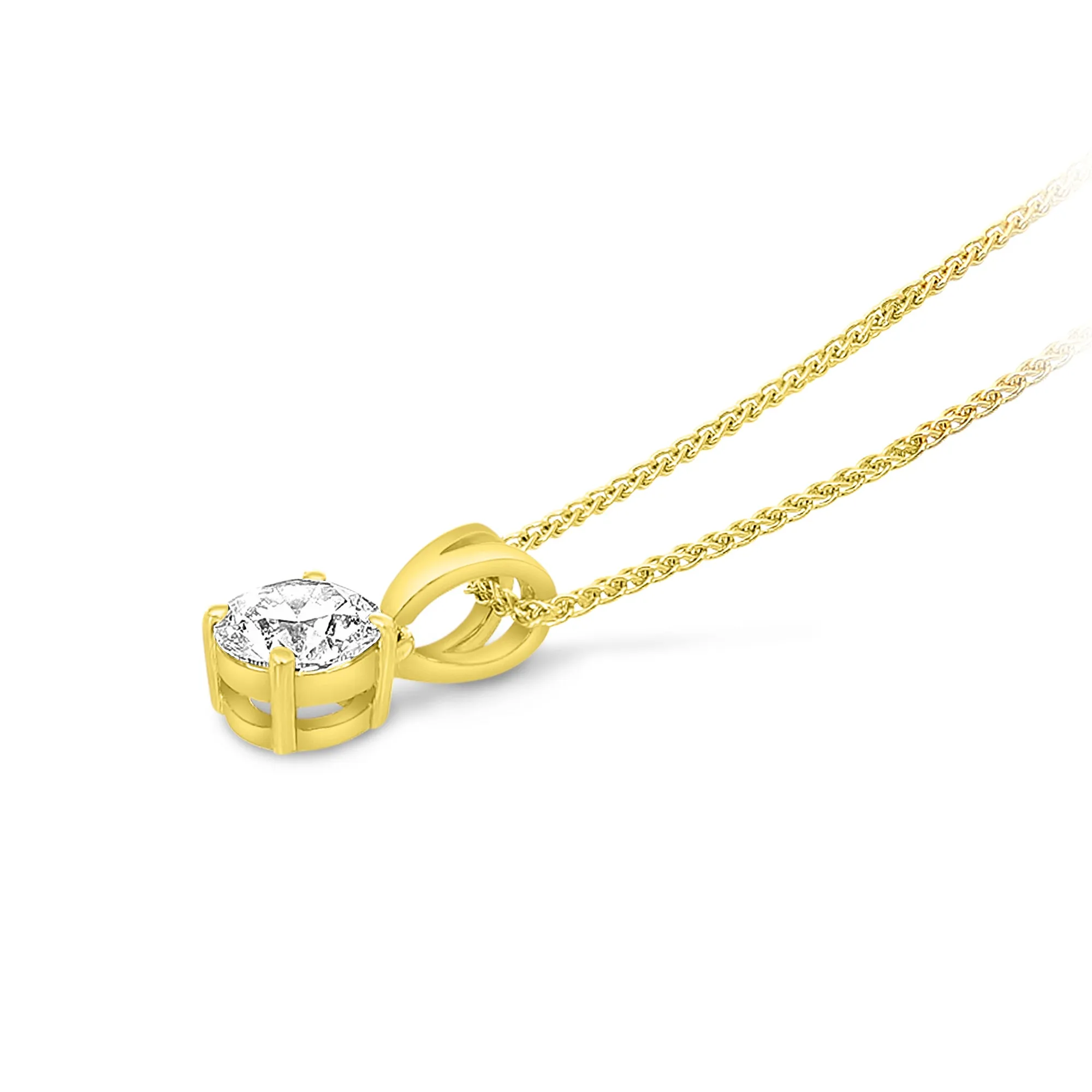Classic Round Brilliant Cut Diamond Pendant in Yellow Gold - .5 Carat