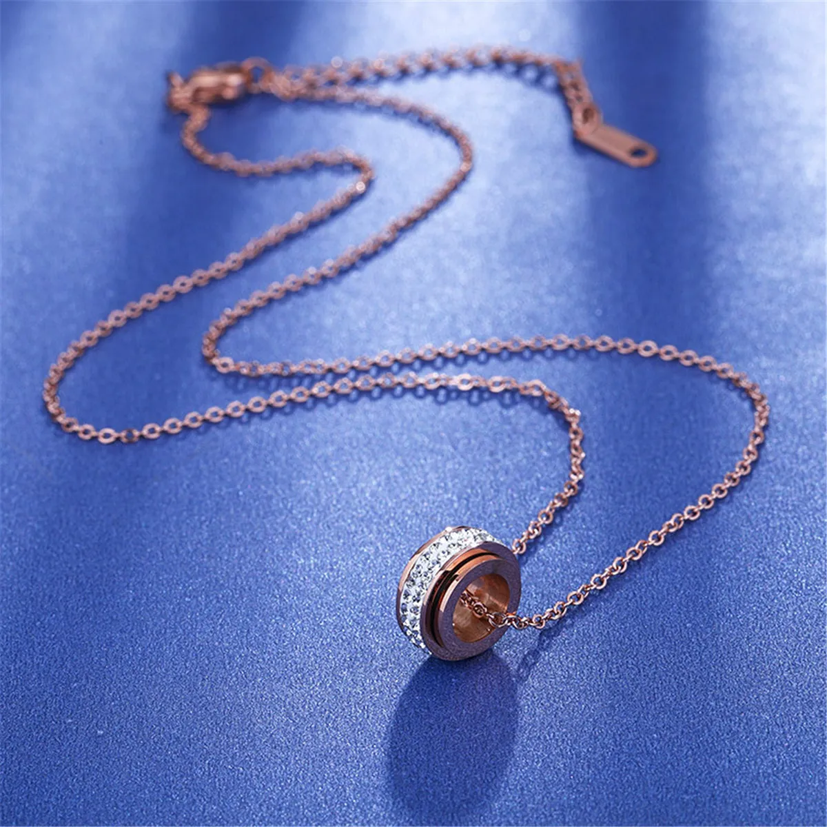 Clear Cubic Zirconia & 18K Rose Gold-Plated Ring Pendant Necklace