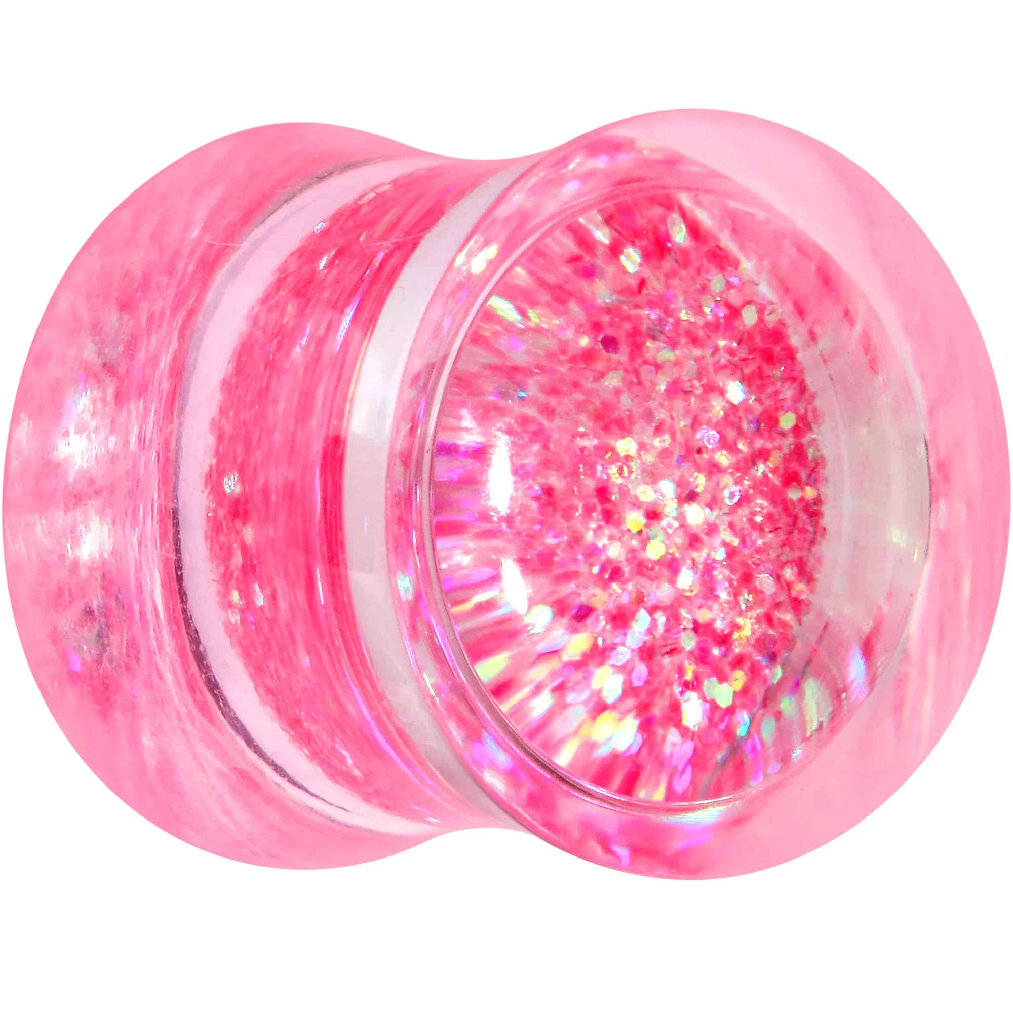 Clear Pink Acrylic Glitter Glam Saddle Plug Set