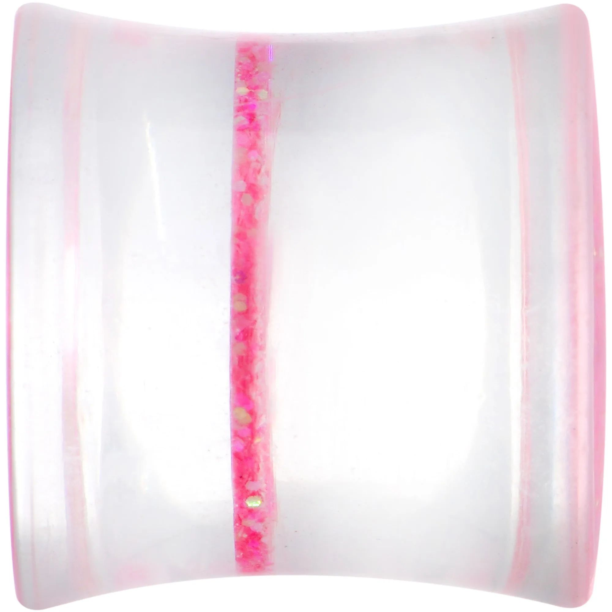 Clear Pink Acrylic Glitter Glam Saddle Plug Set