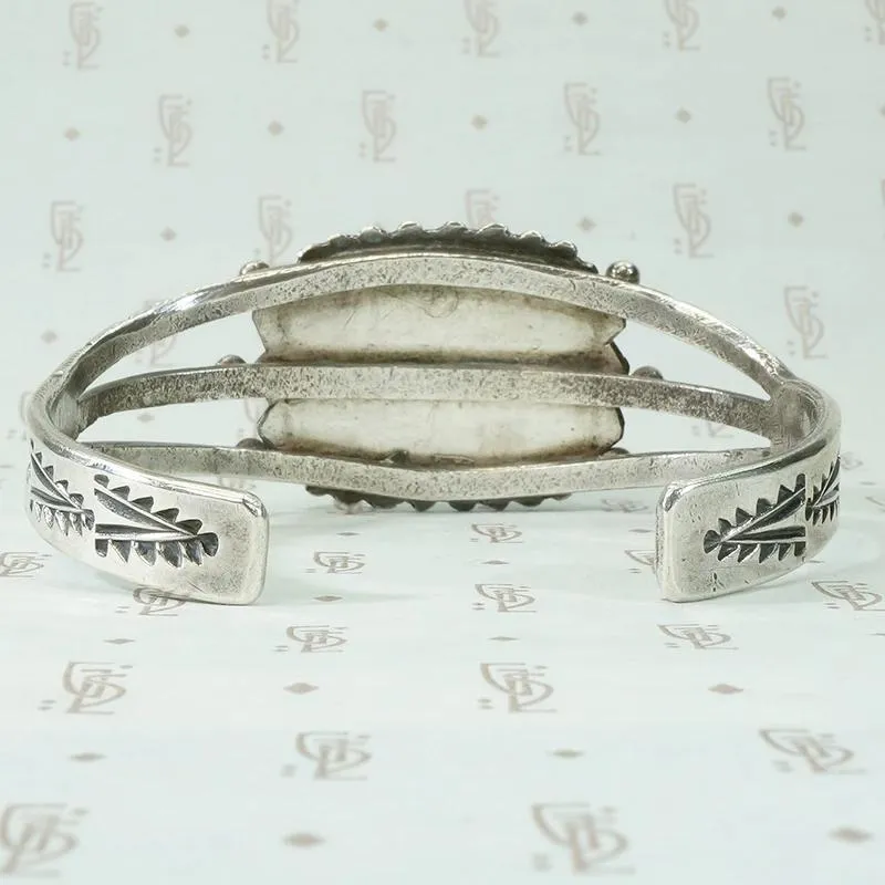 Coin Silver & Turquoise Cuff with Exquisite Details