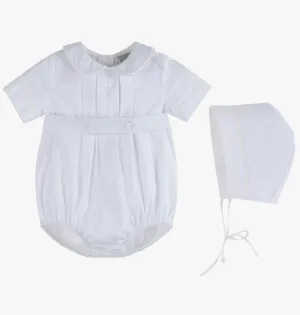Collared Button Romper with Bonnet
