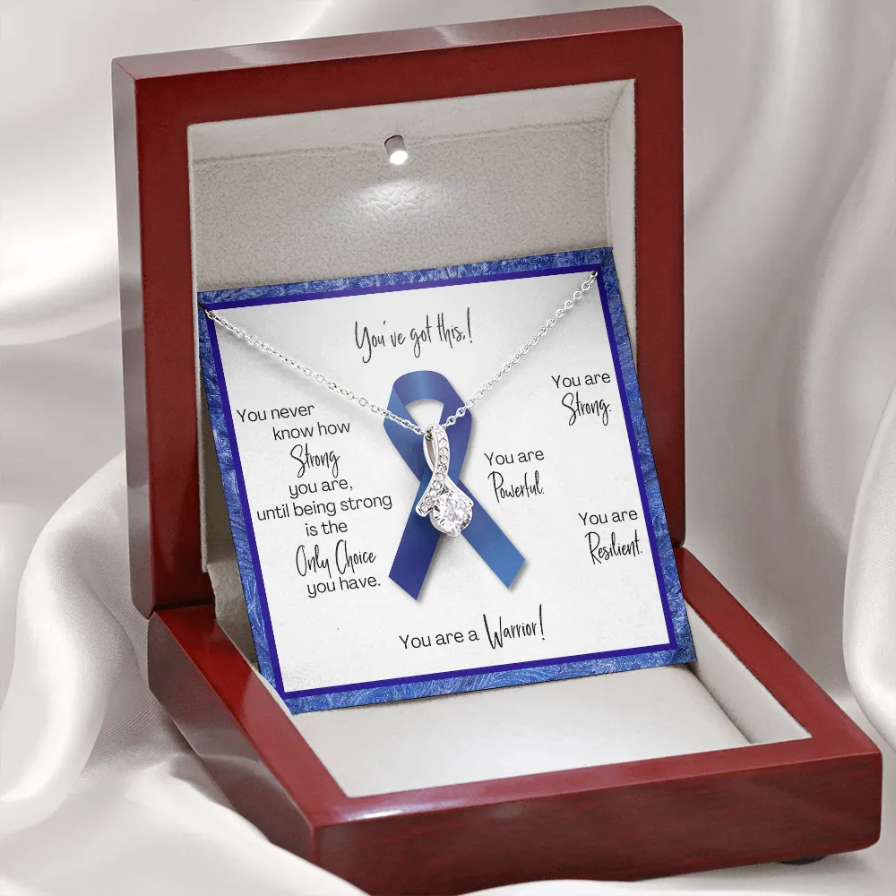 Colon Cancer Warrior | Ribbon Necklace | Gift for Survivor, Fighter, Support