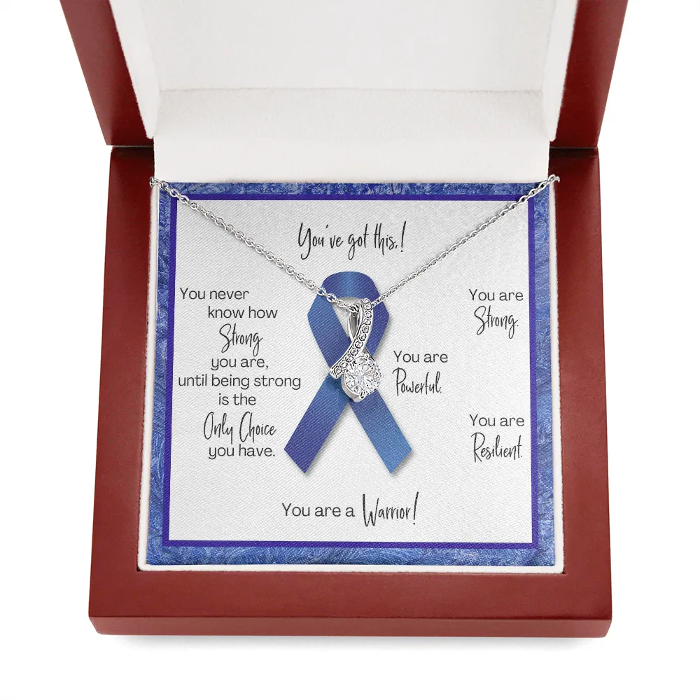 Colon Cancer Warrior | Ribbon Necklace | Gift for Survivor, Fighter, Support