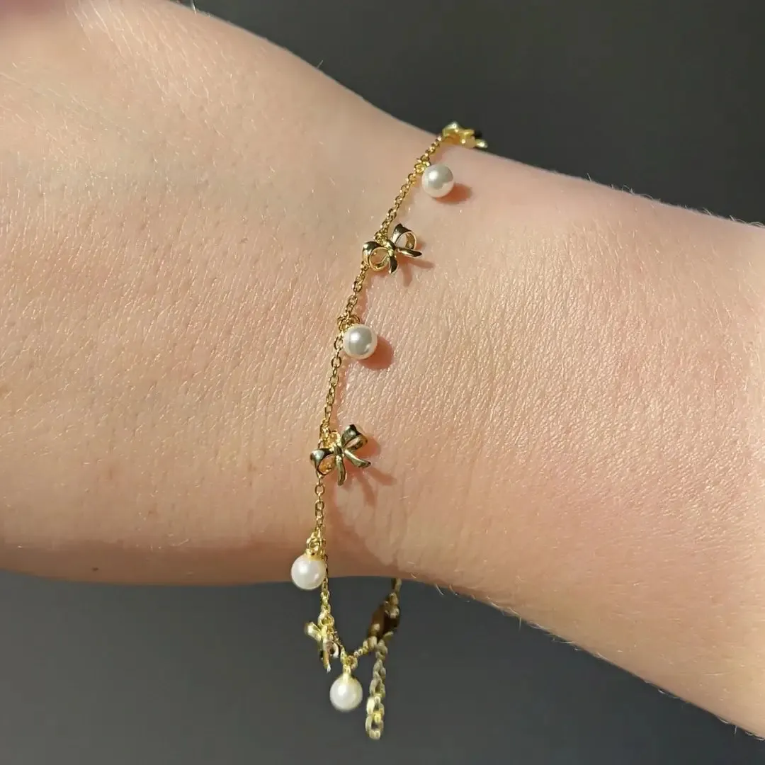 Coquette Charm Classic Bow Ring Bracelet Necklace Delicate Stud Earrings Set designed by Katie