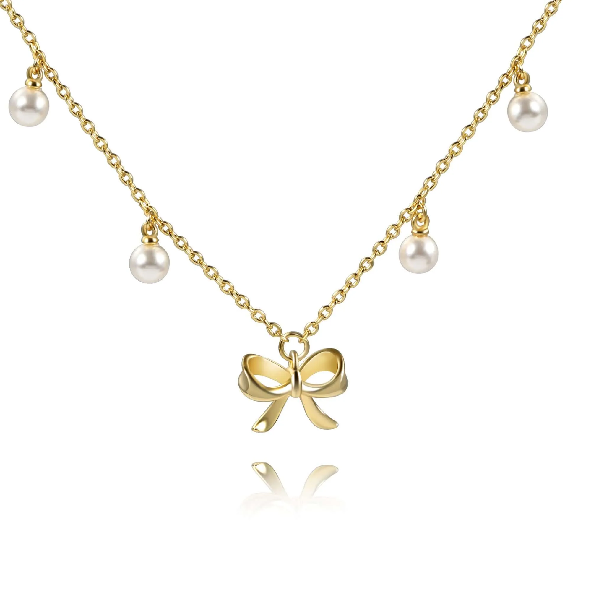 Coquette Charm Classic Bow Ring Bracelet Necklace Delicate Stud Earrings Set designed by Katie