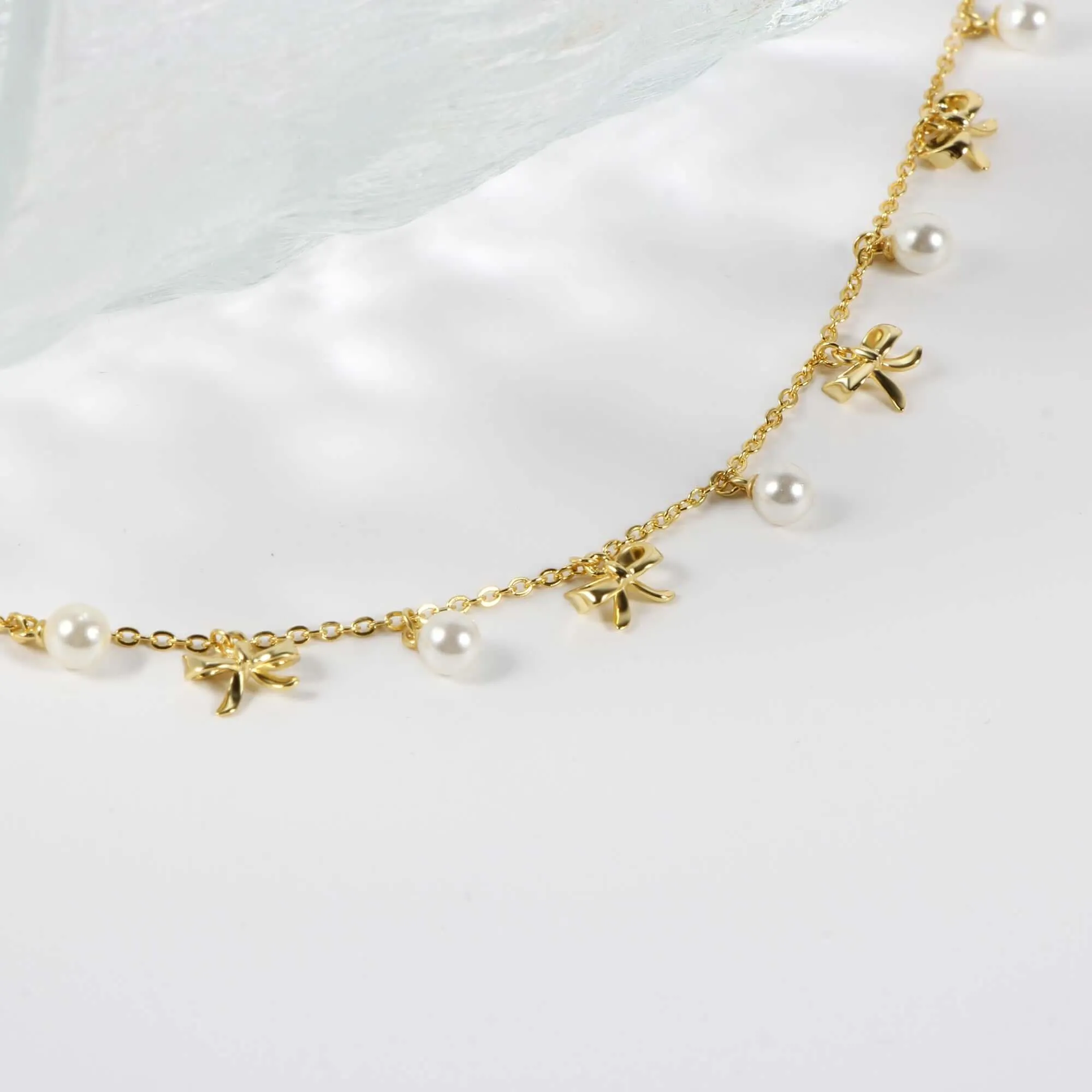 Coquette Charm Classic Bow Ring Bracelet Necklace Delicate Stud Earrings Set designed by Katie