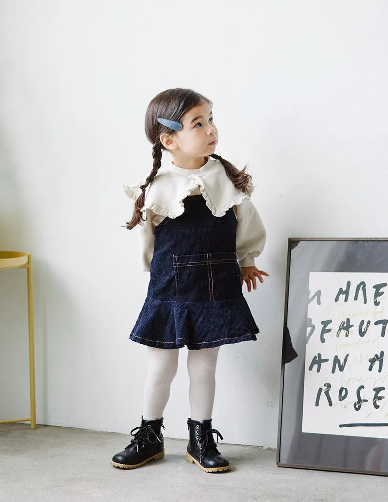 Corded Dungaree Dress Navy