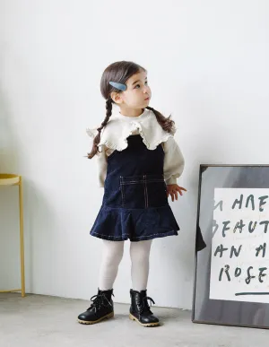 Corded Dungaree Dress Navy
