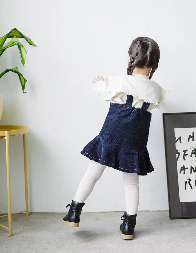 Corded Dungaree Dress Navy