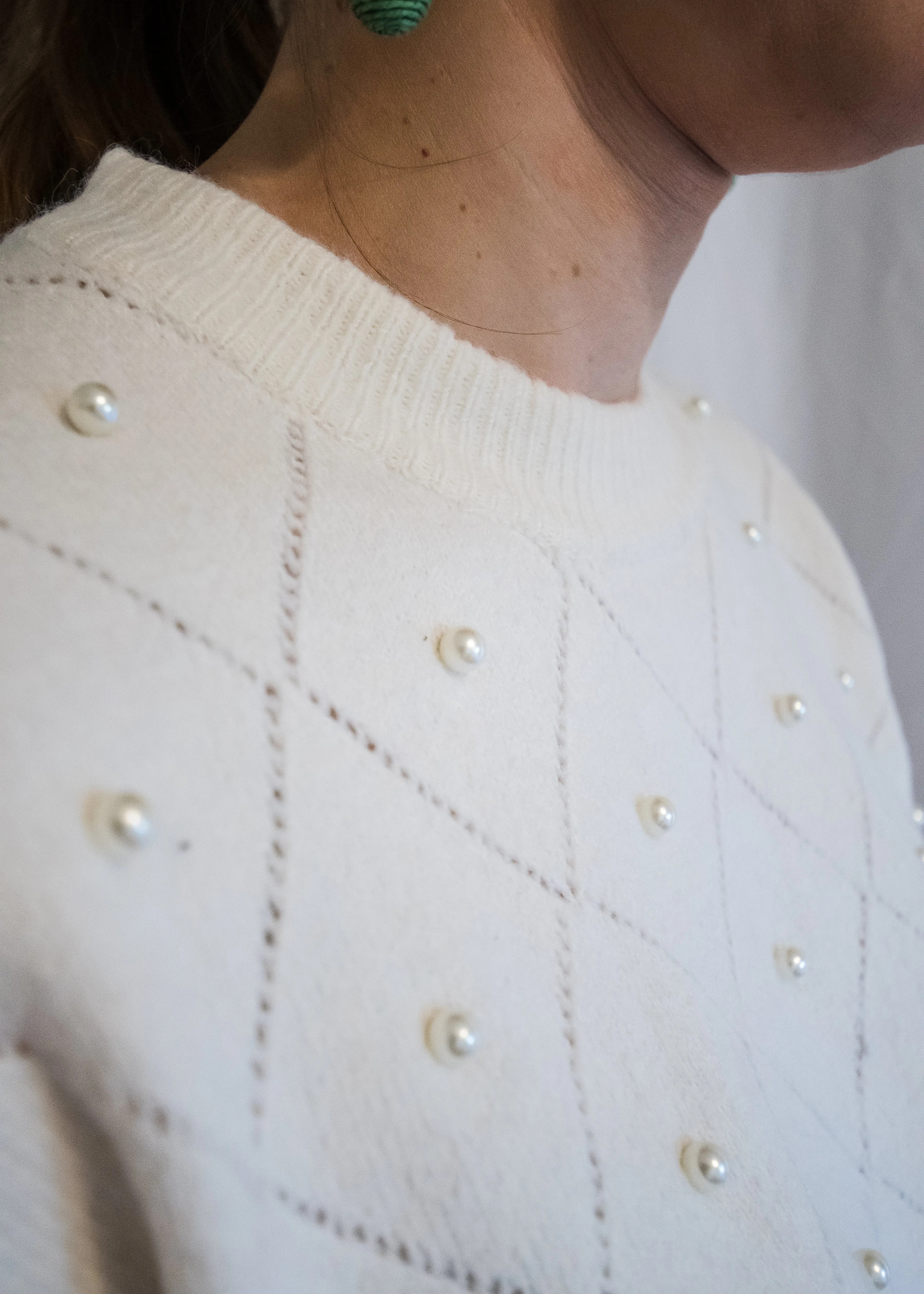 Covered in Pearls Ivory Sweater