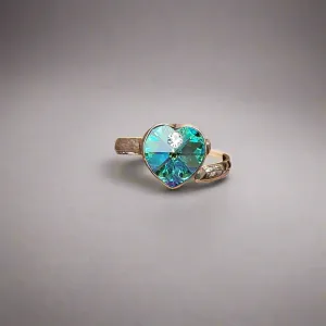 Crystal heart (ajustable) silver 925 ring