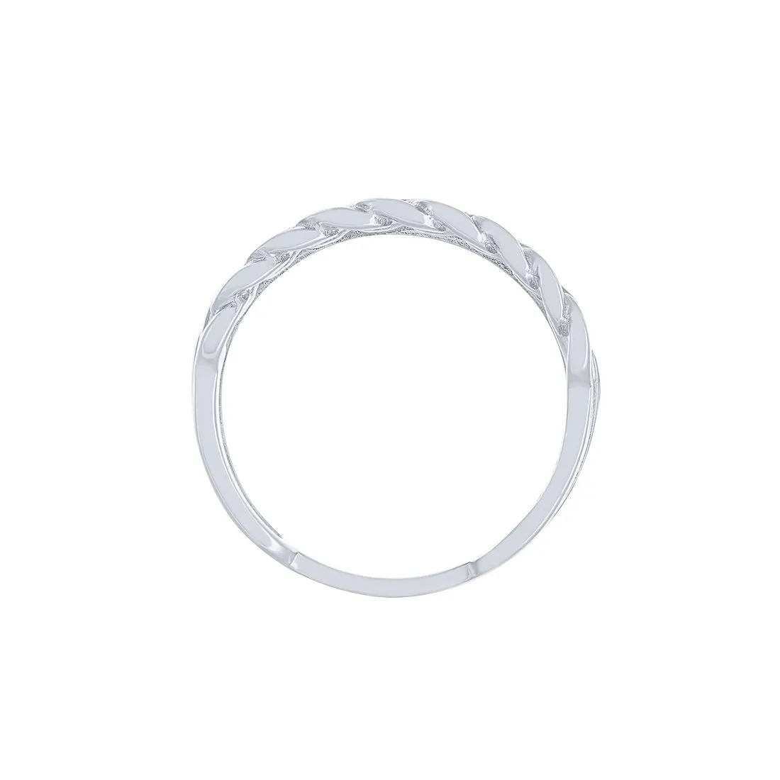 Cubic Zirconia & Curb Two Ring Set in Sterling Silver