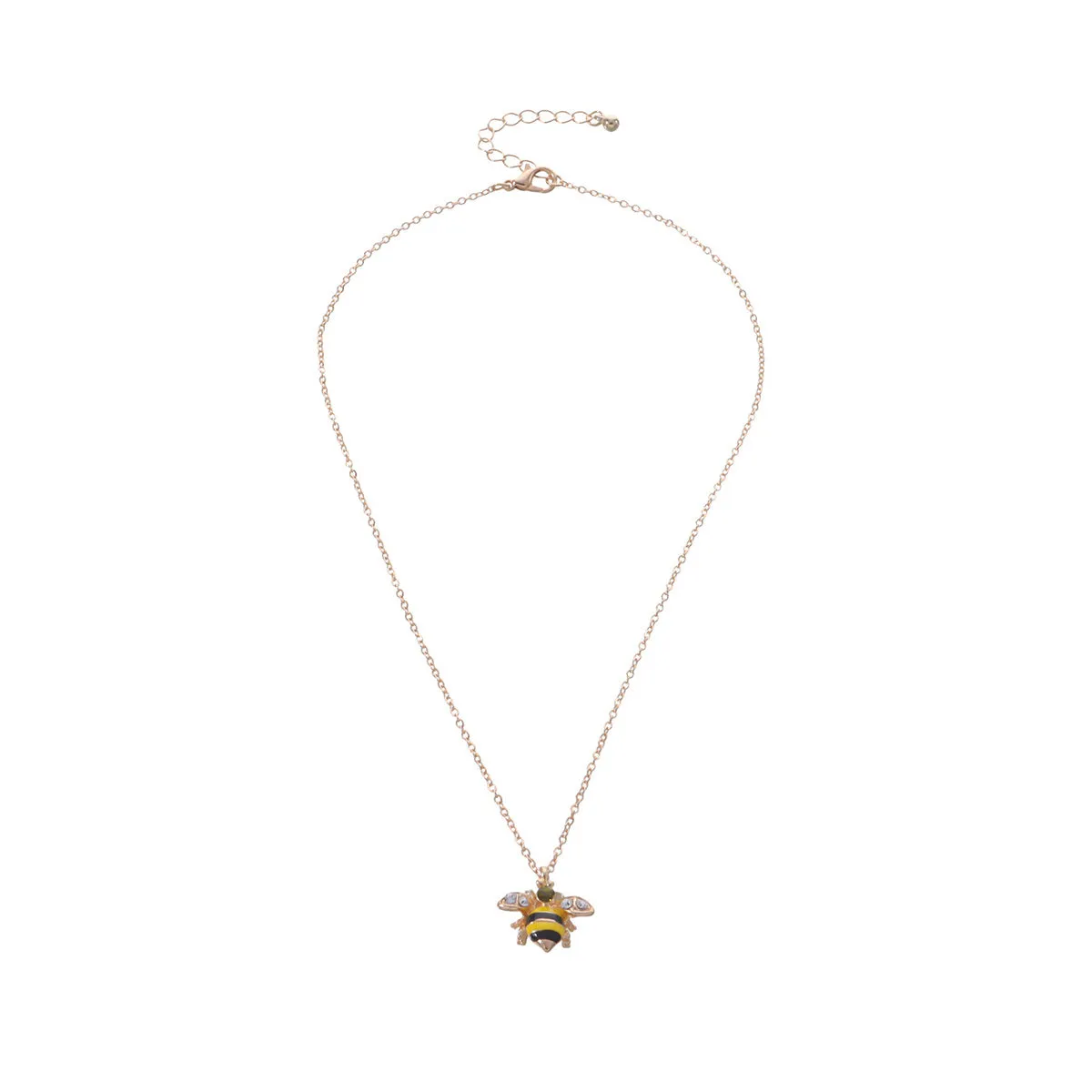 Cubic Zirconia & Enamel 18K Gold-Plated Bee Pendant Necklace