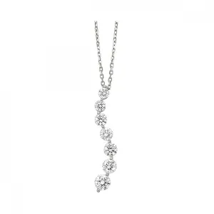 Curved White Gold Round Diamond Journey Pendant Necklace, 1.0 cttw