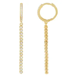 CZ Bar Drop Huggie Earring