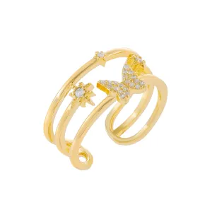 CZ Butterfly Adjustable Ring