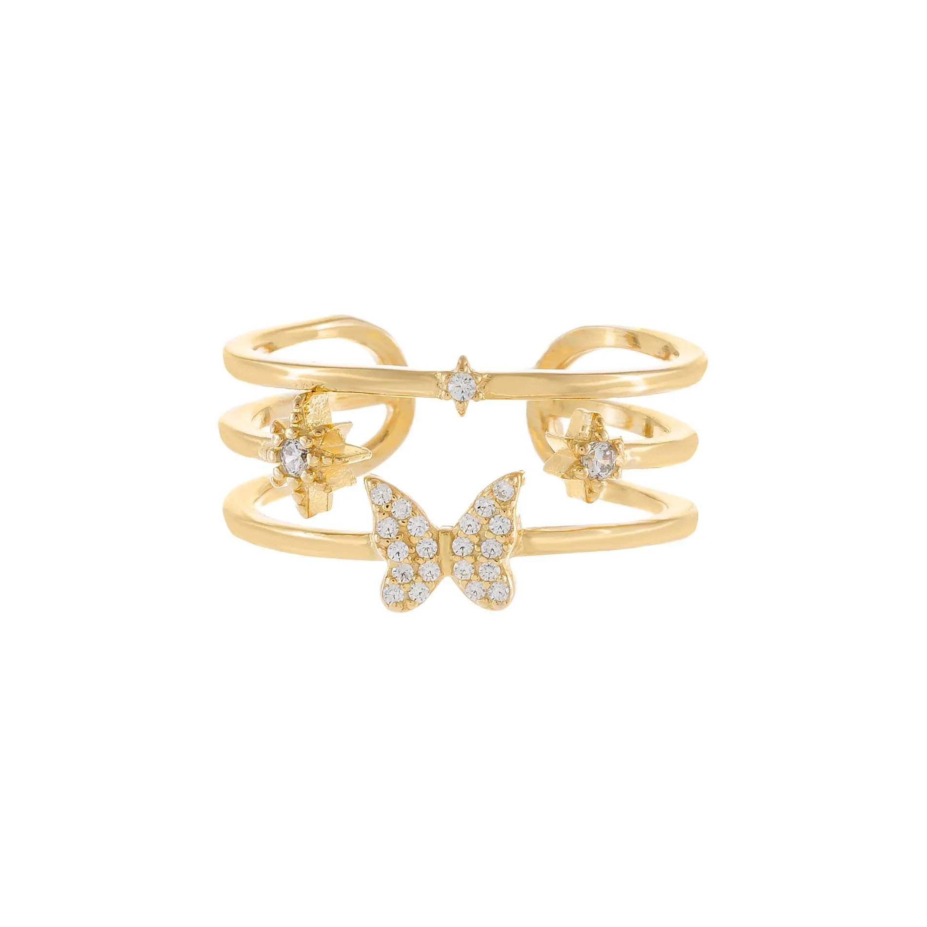 CZ Butterfly Adjustable Ring