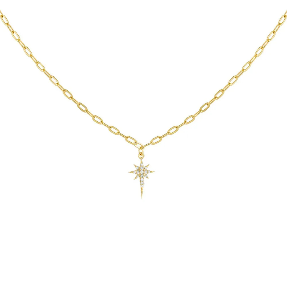 CZ Starburst Link Necklace