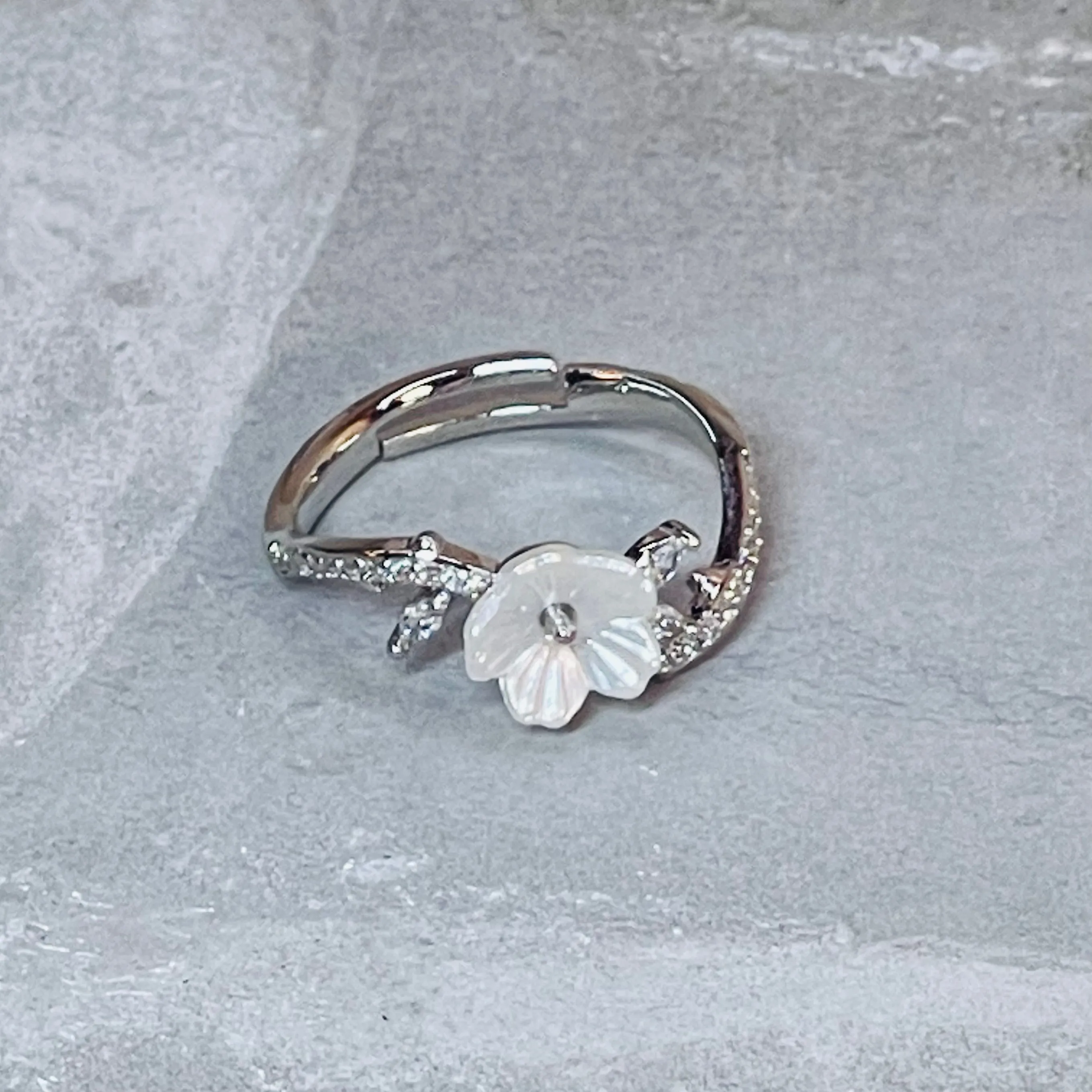 Daisy Sparkling Gemstone Adjustable Ring, Delicate Charm