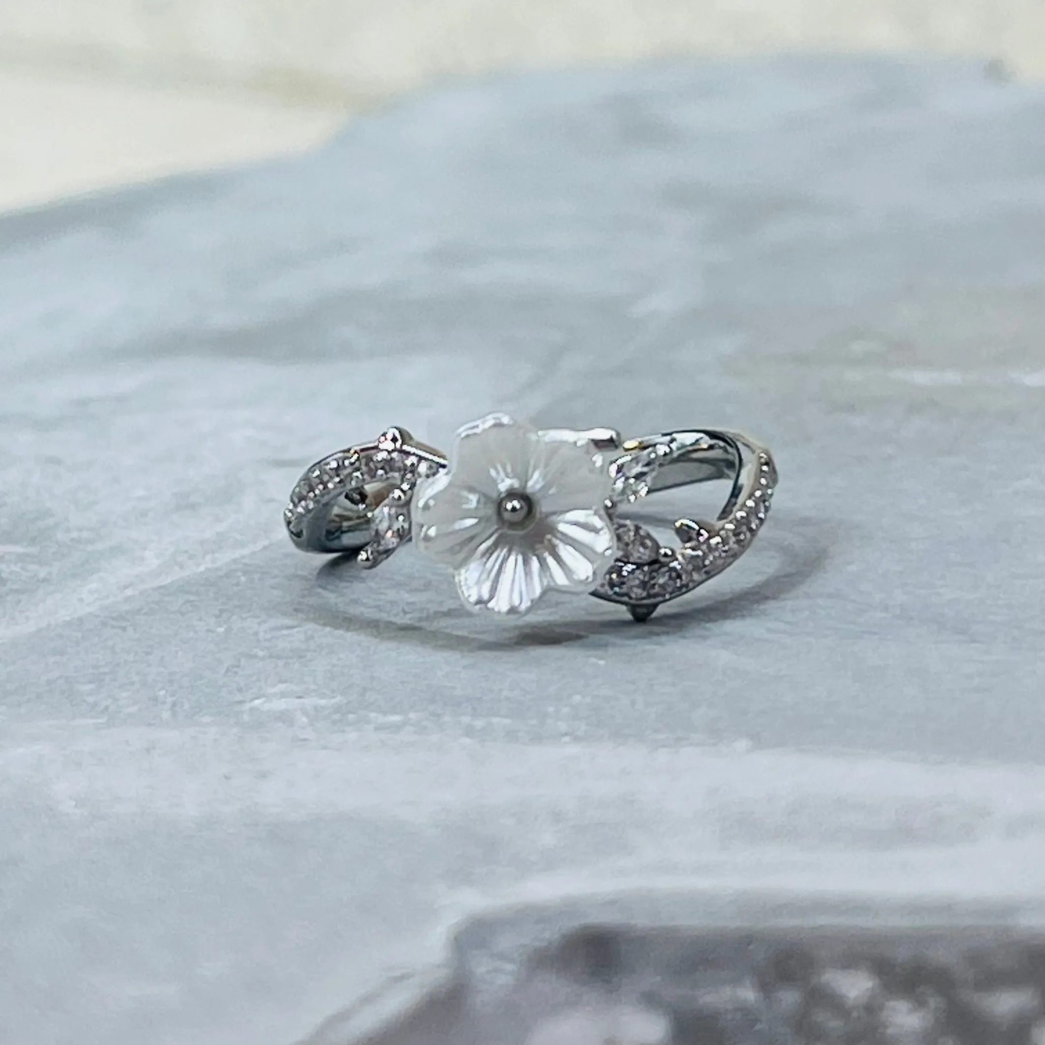 Daisy Sparkling Gemstone Adjustable Ring, Delicate Charm