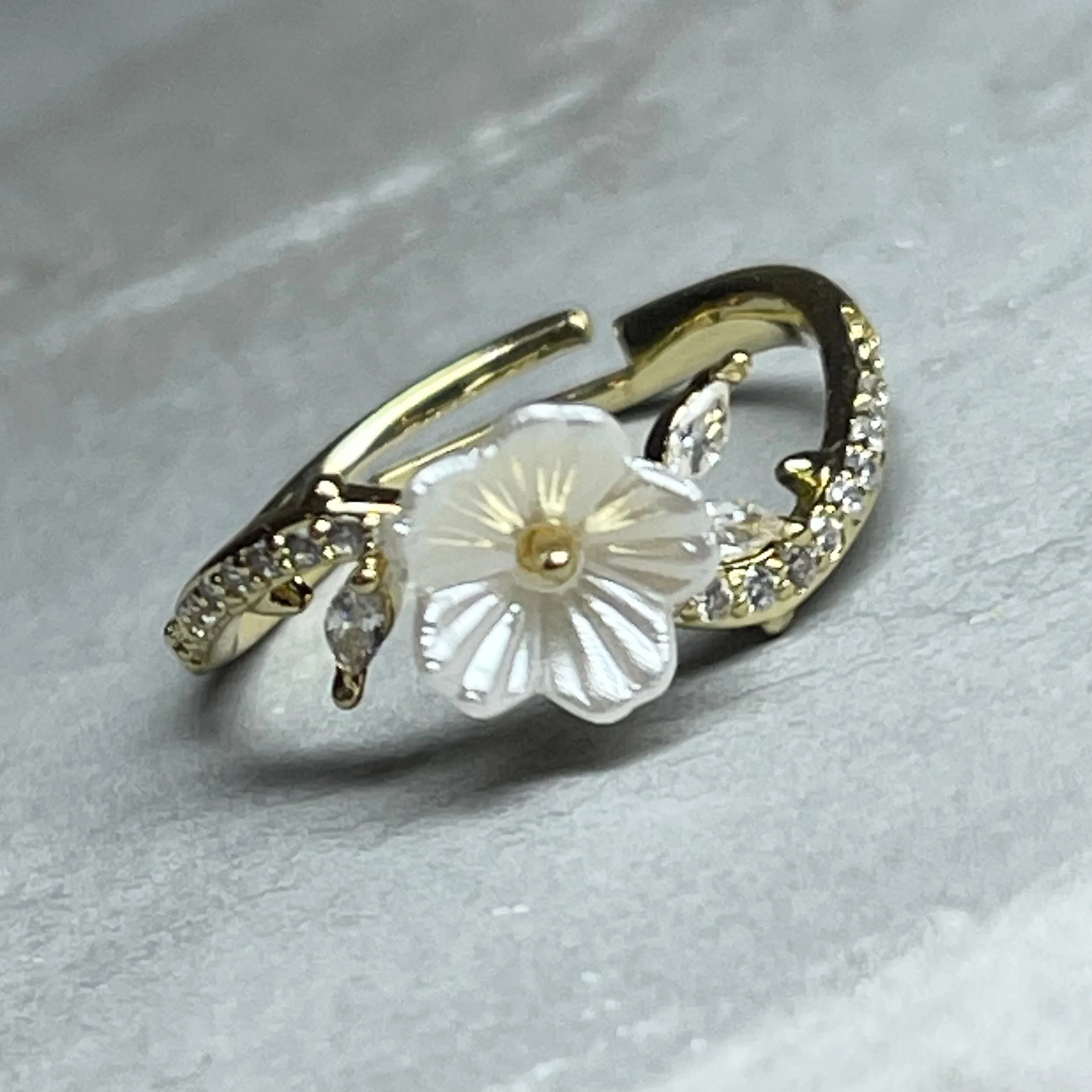 Daisy Sparkling Gemstone Adjustable Ring, Delicate Charm