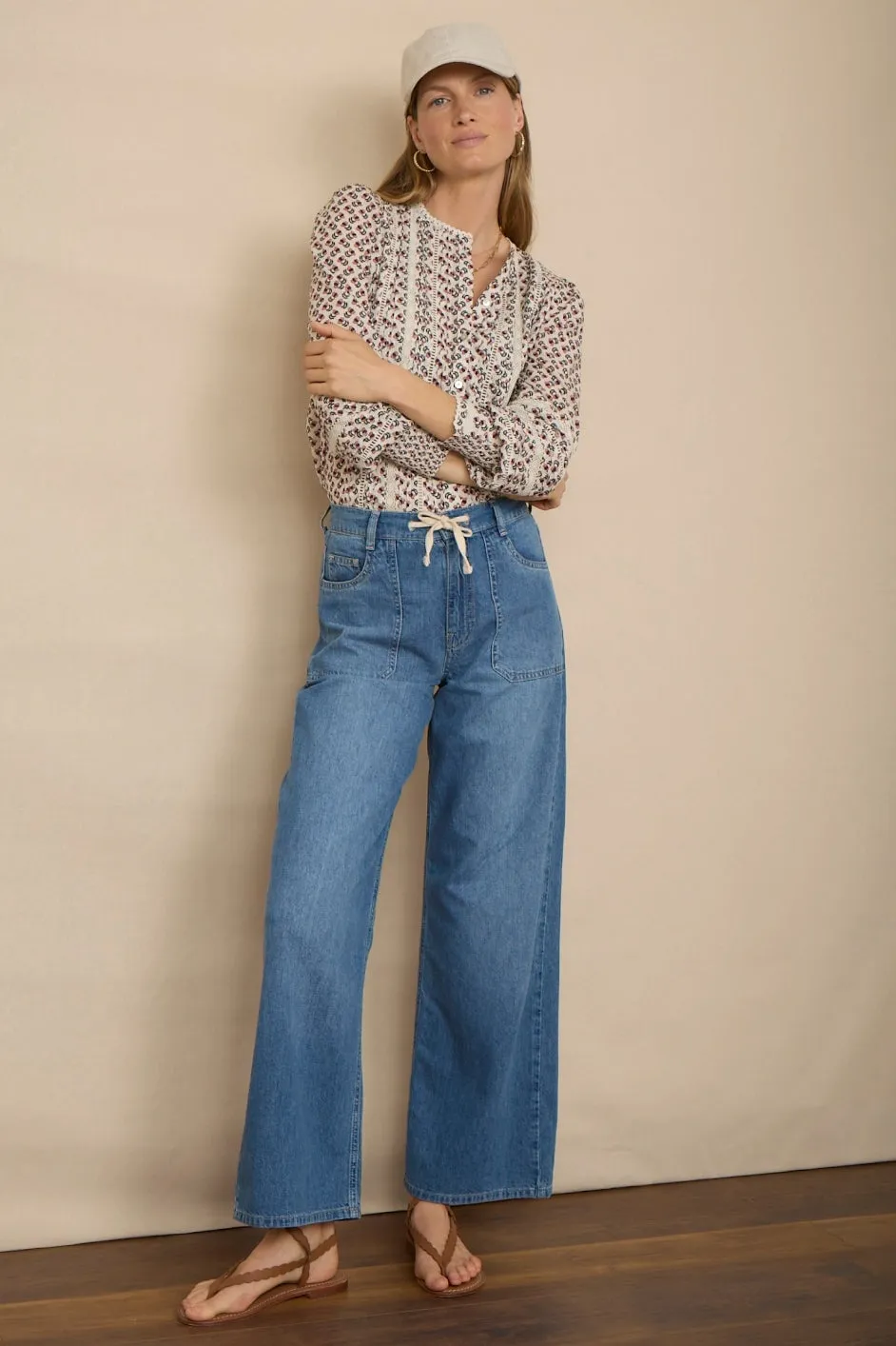 Daphne Printed Blouse - Ivory Woodblock