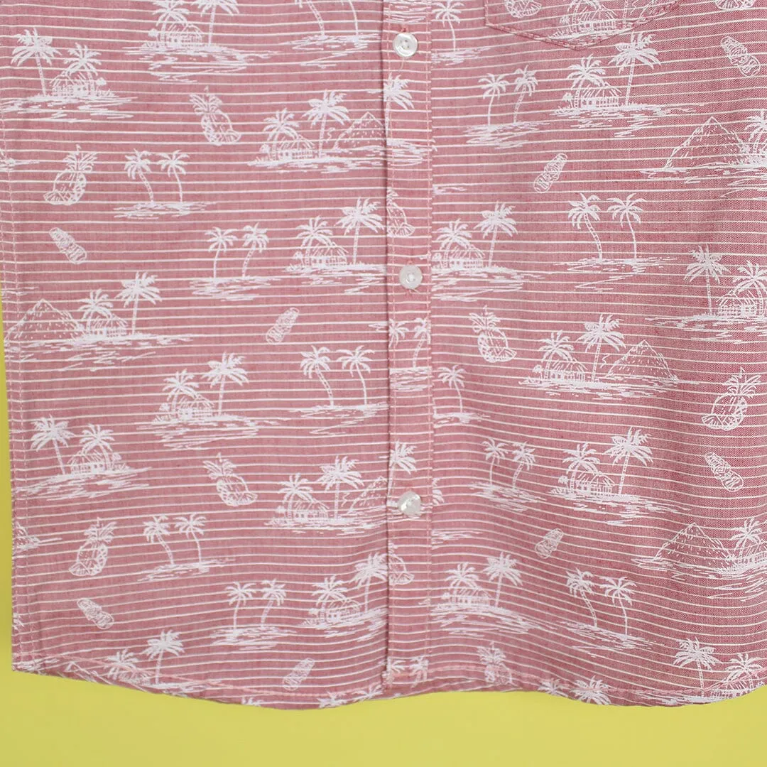 Decent Pink Themed Stylish Boys Casual Shirt