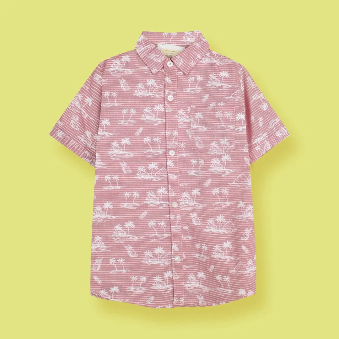 Decent Pink Themed Stylish Boys Casual Shirt
