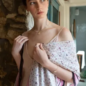 deco bloom silky lightweight cream scarf