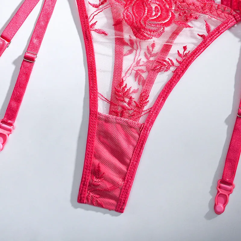 Delicate Embroidered Roses Underwear
