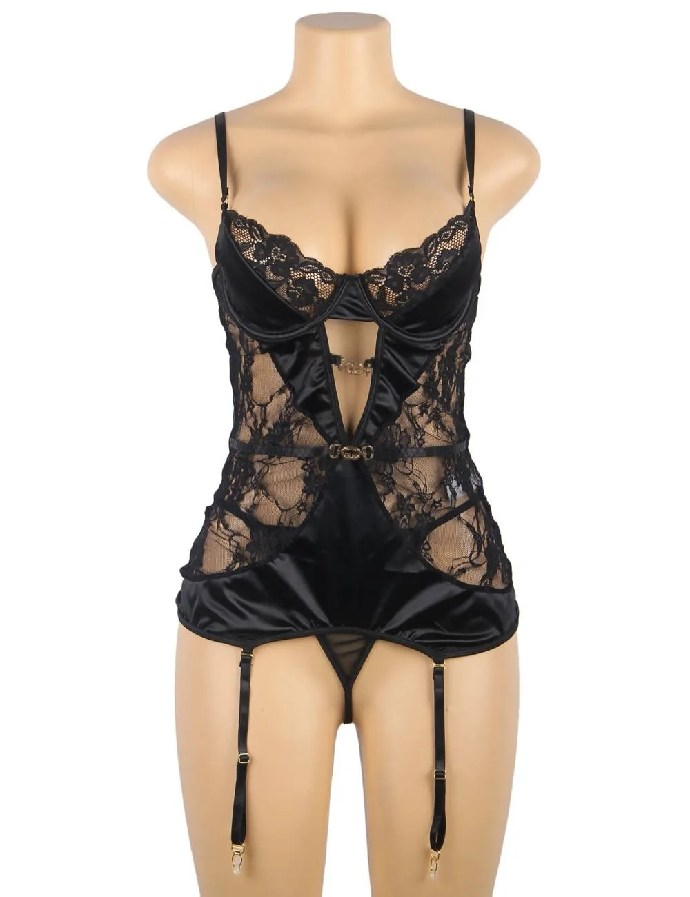 Delicate lace Stitching Exquisite metal buckle Gartered Lingerie With Underwire Egypt