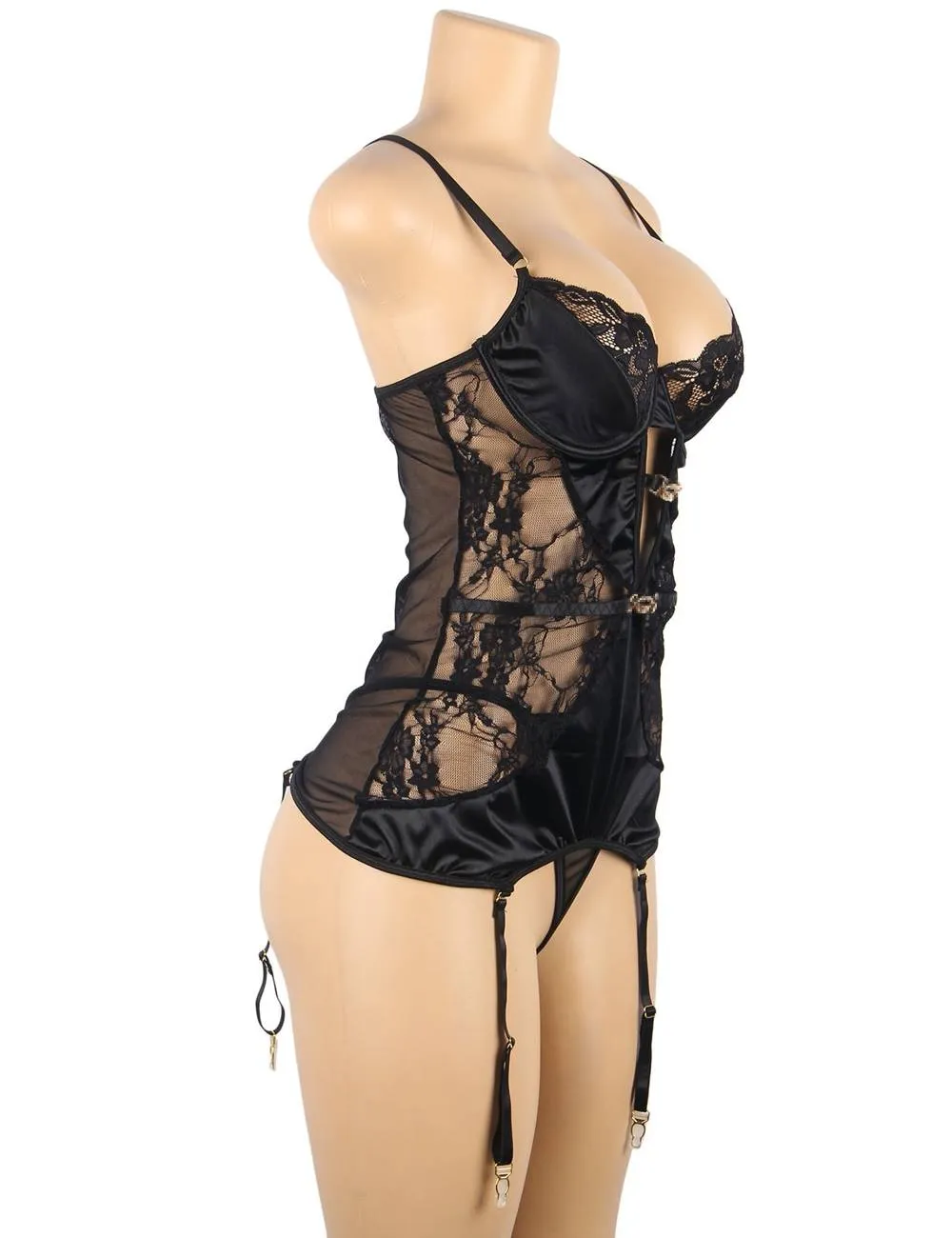 Delicate lace Stitching Exquisite metal buckle Gartered Lingerie With Underwire Egypt
