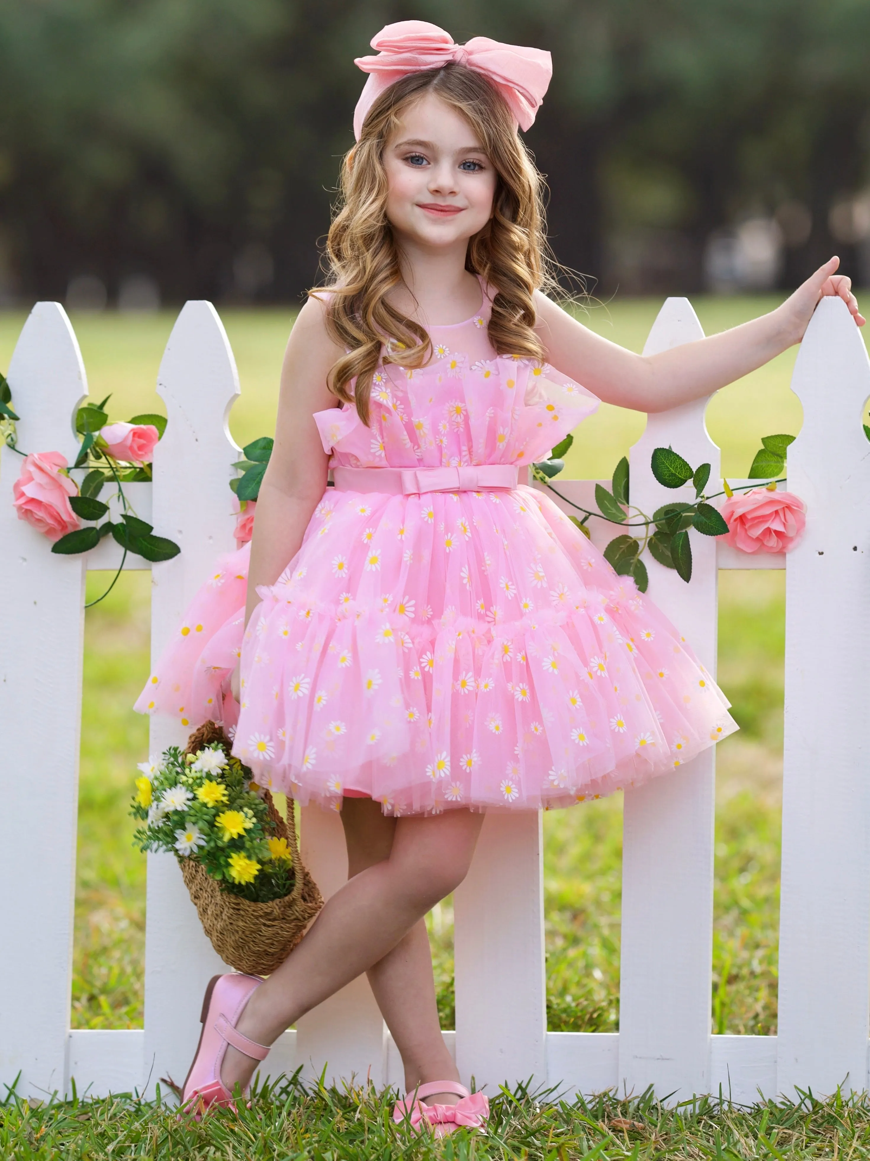 Delightful Daisy Embroidered Floral Tutu Dress