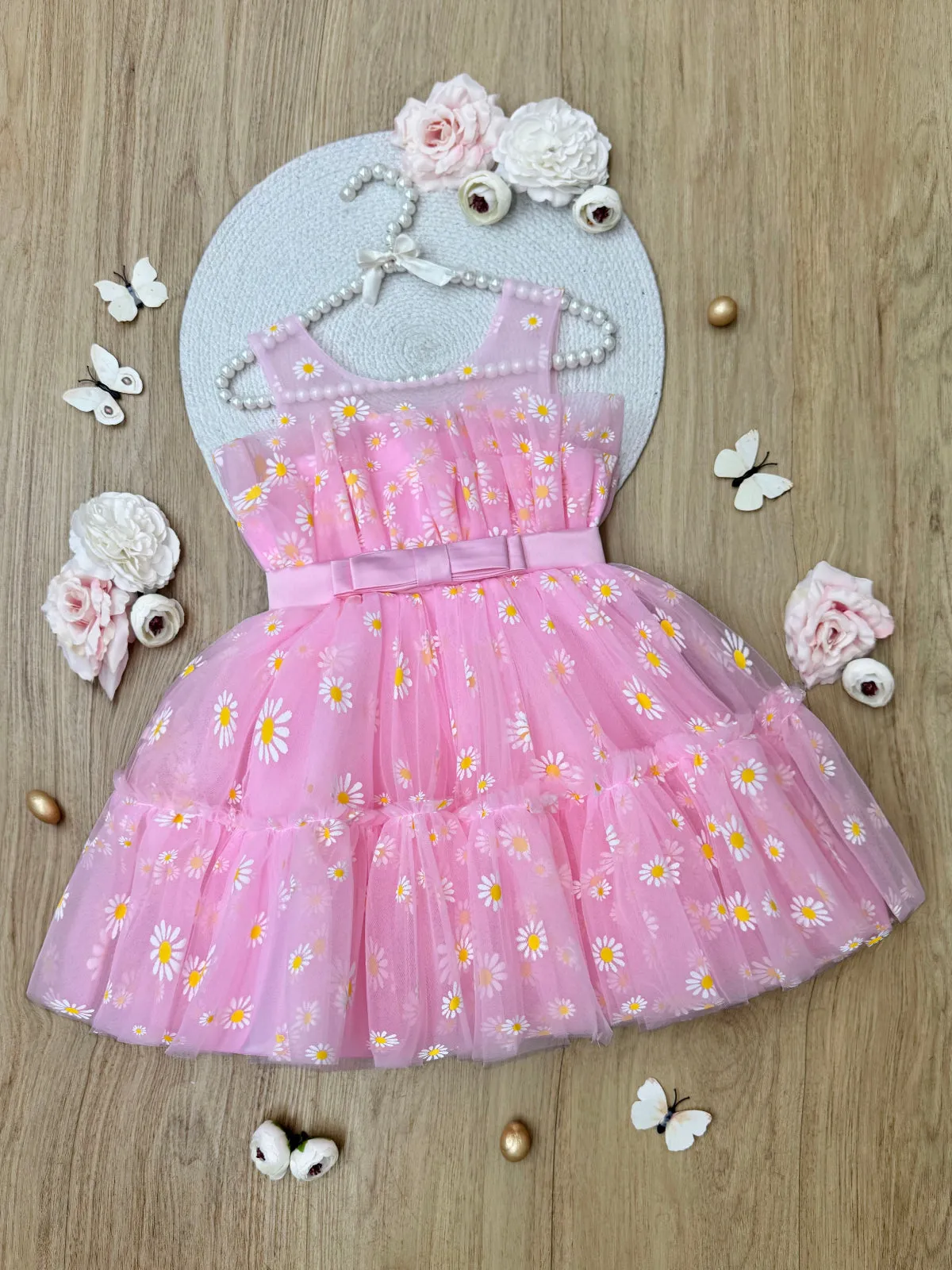 Delightful Daisy Embroidered Floral Tutu Dress