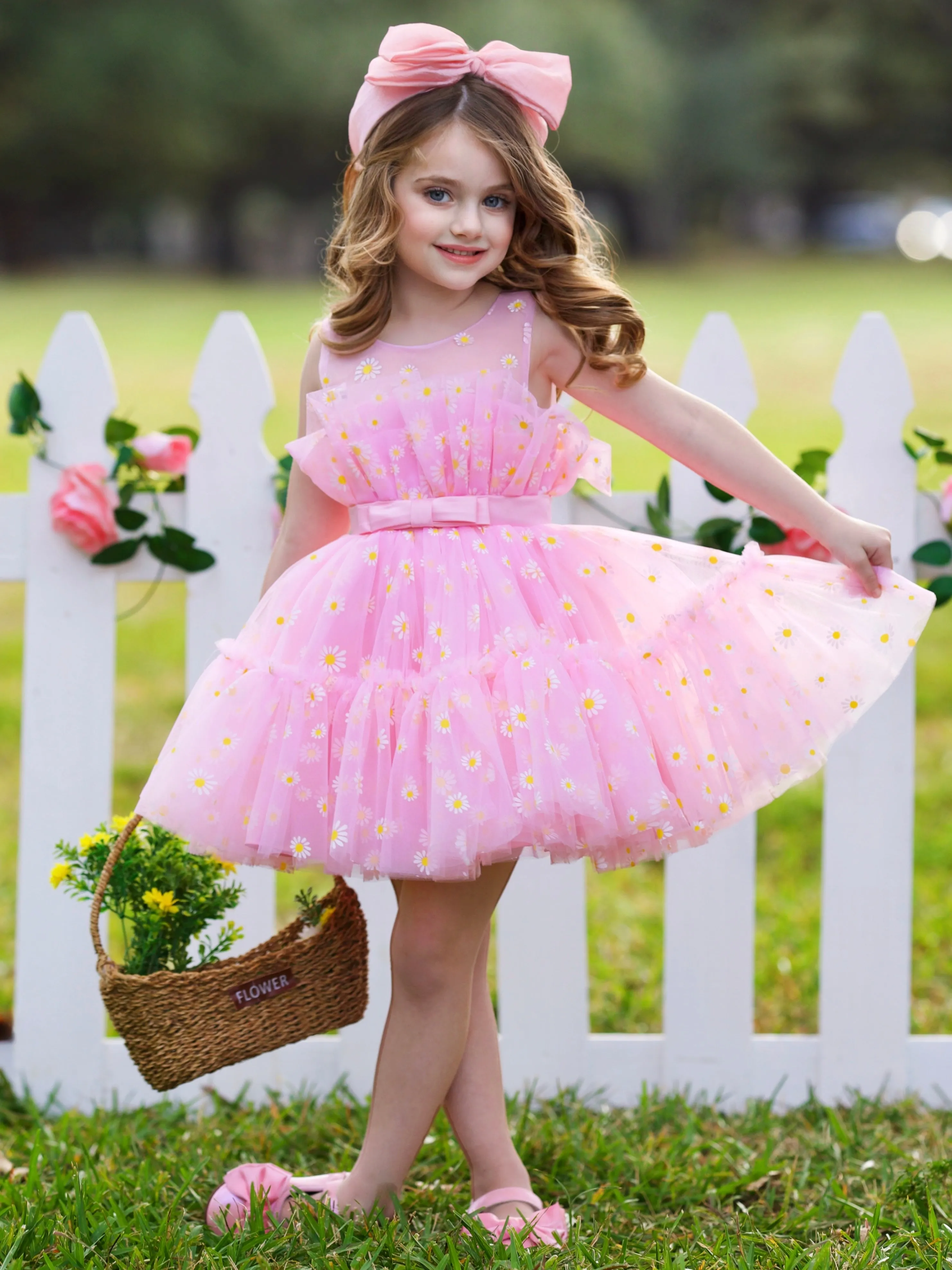 Delightful Daisy Embroidered Floral Tutu Dress