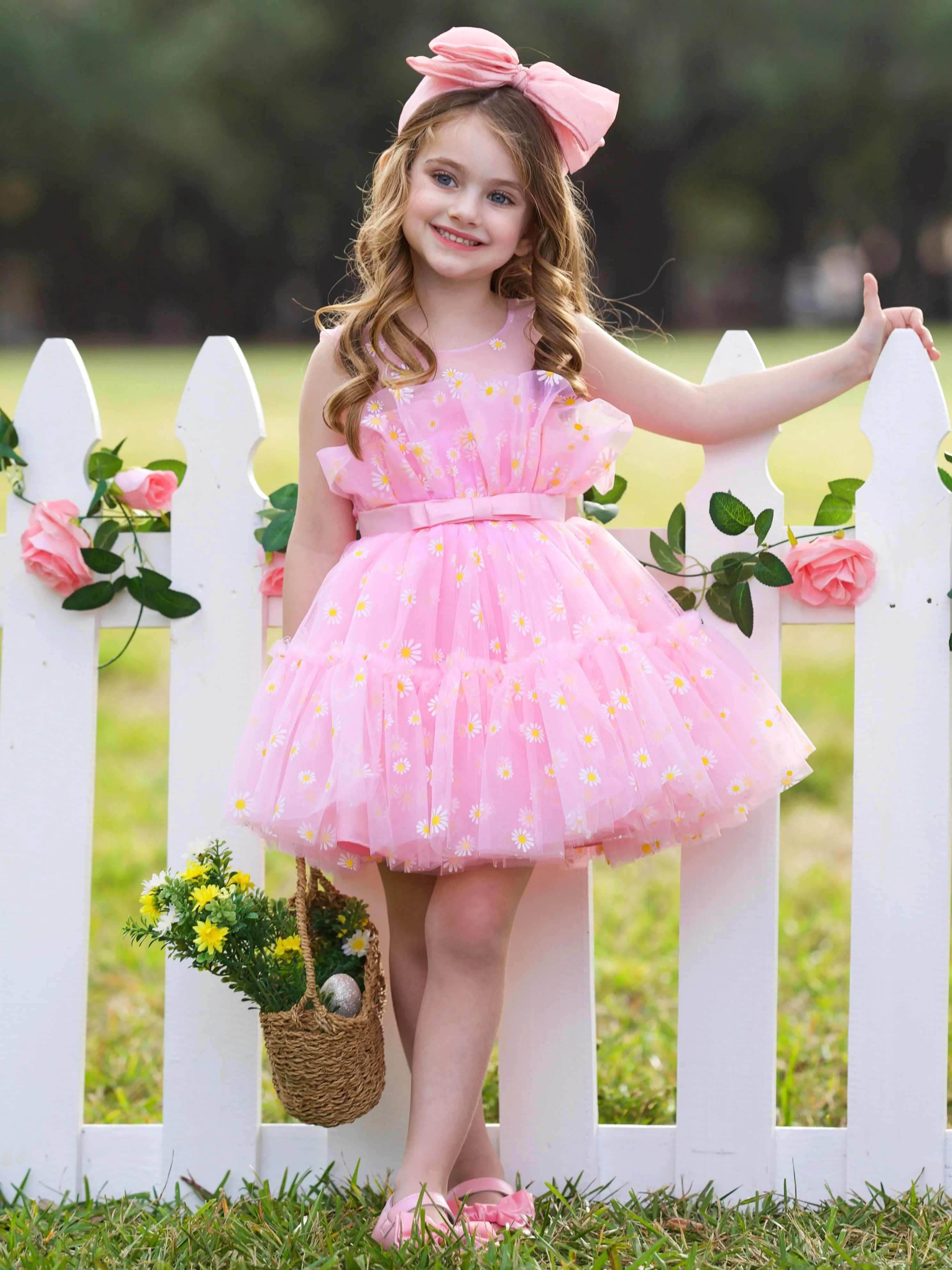Delightful Daisy Embroidered Floral Tutu Dress