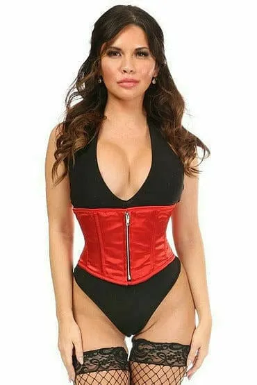 Deluxe Red Satin Steel Boned Mini Cincher