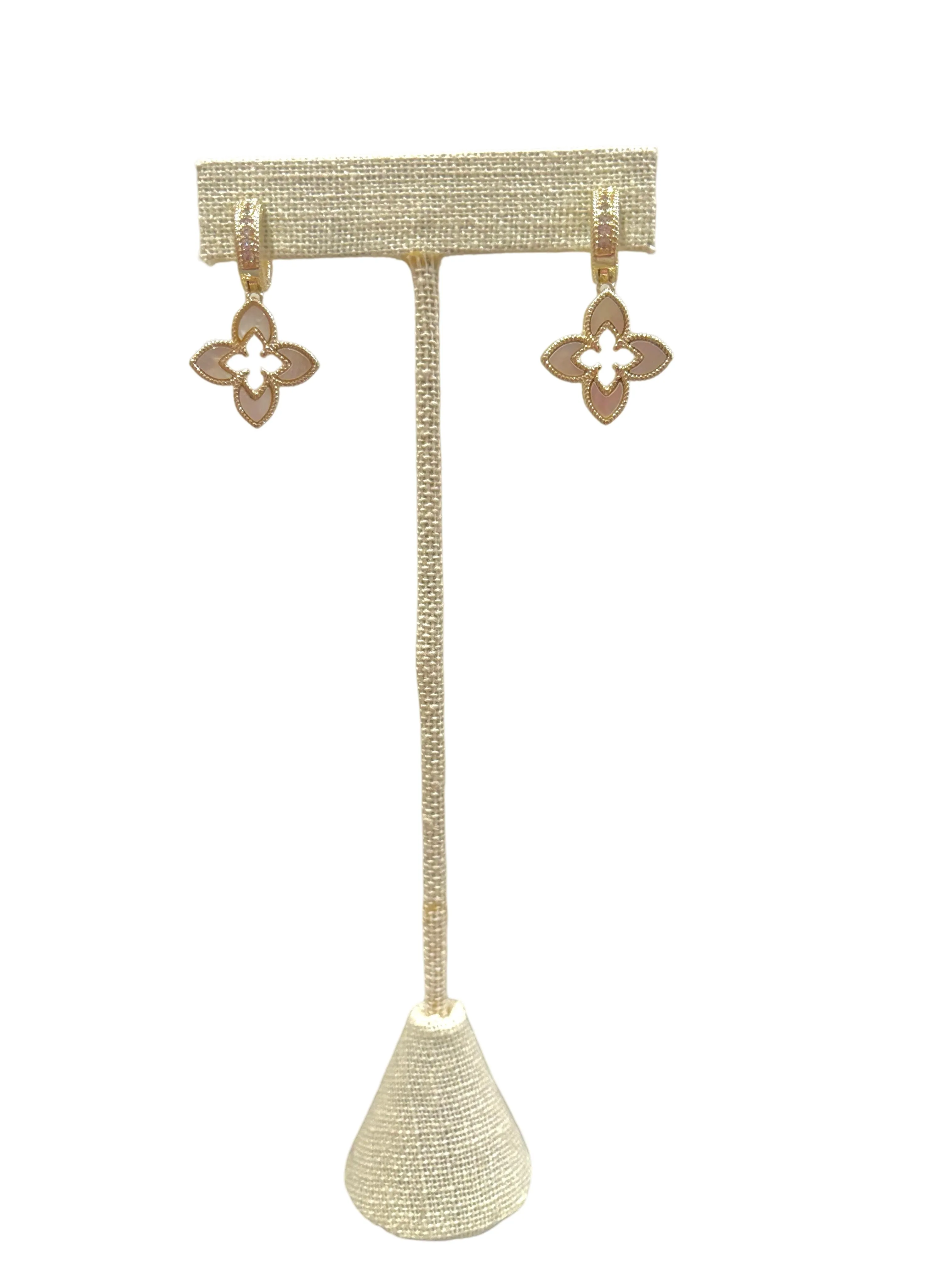 Designer Inspired Gold Pierced Drop Earrings | Resort Wear Jewelry