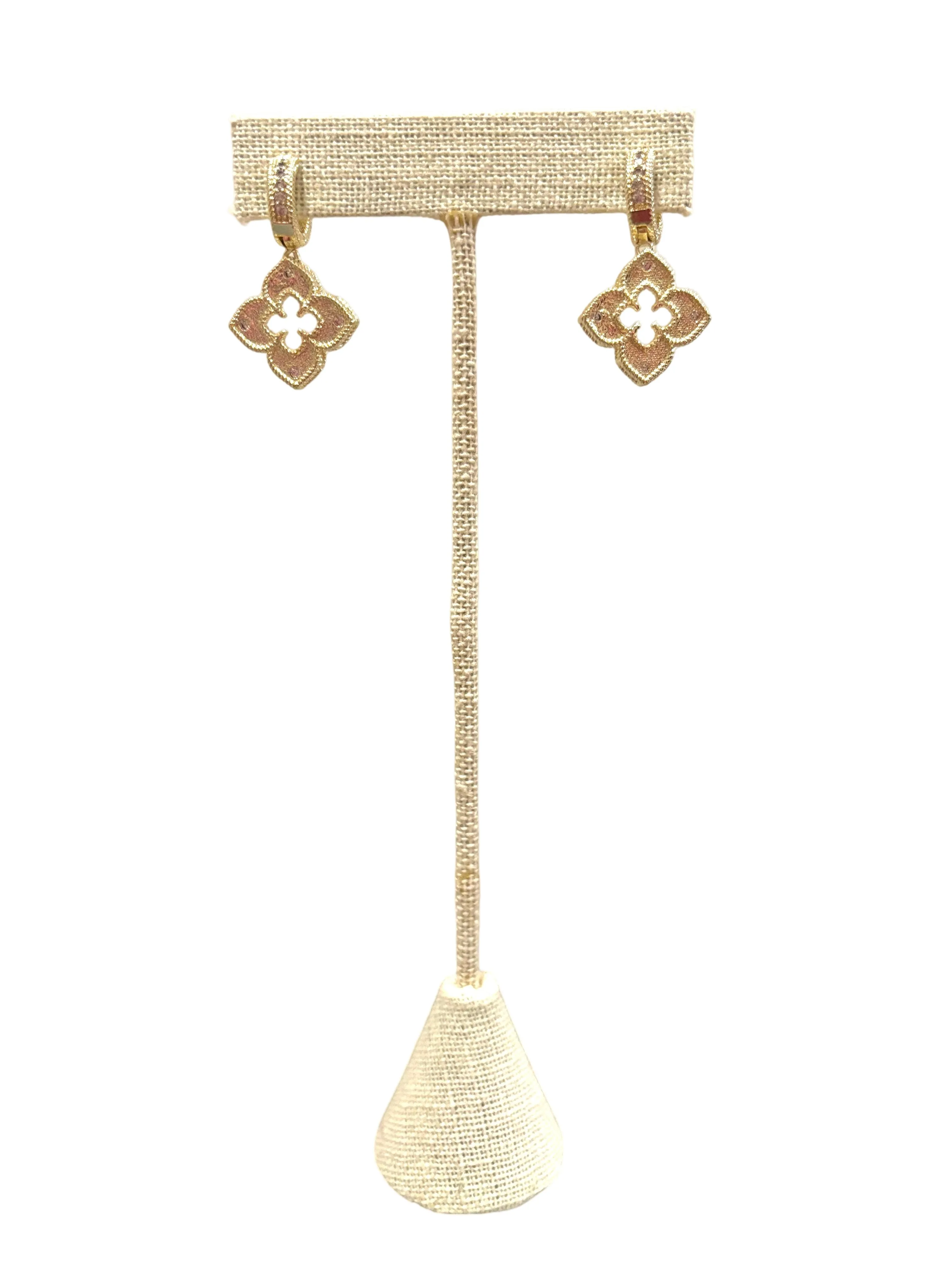 Designer Inspired Gold Pierced Drop Earrings | Resort Wear Jewelry
